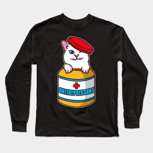 Adorable Cat Antidepressant Pets Fix Depression Long Sleeve T-Shirt